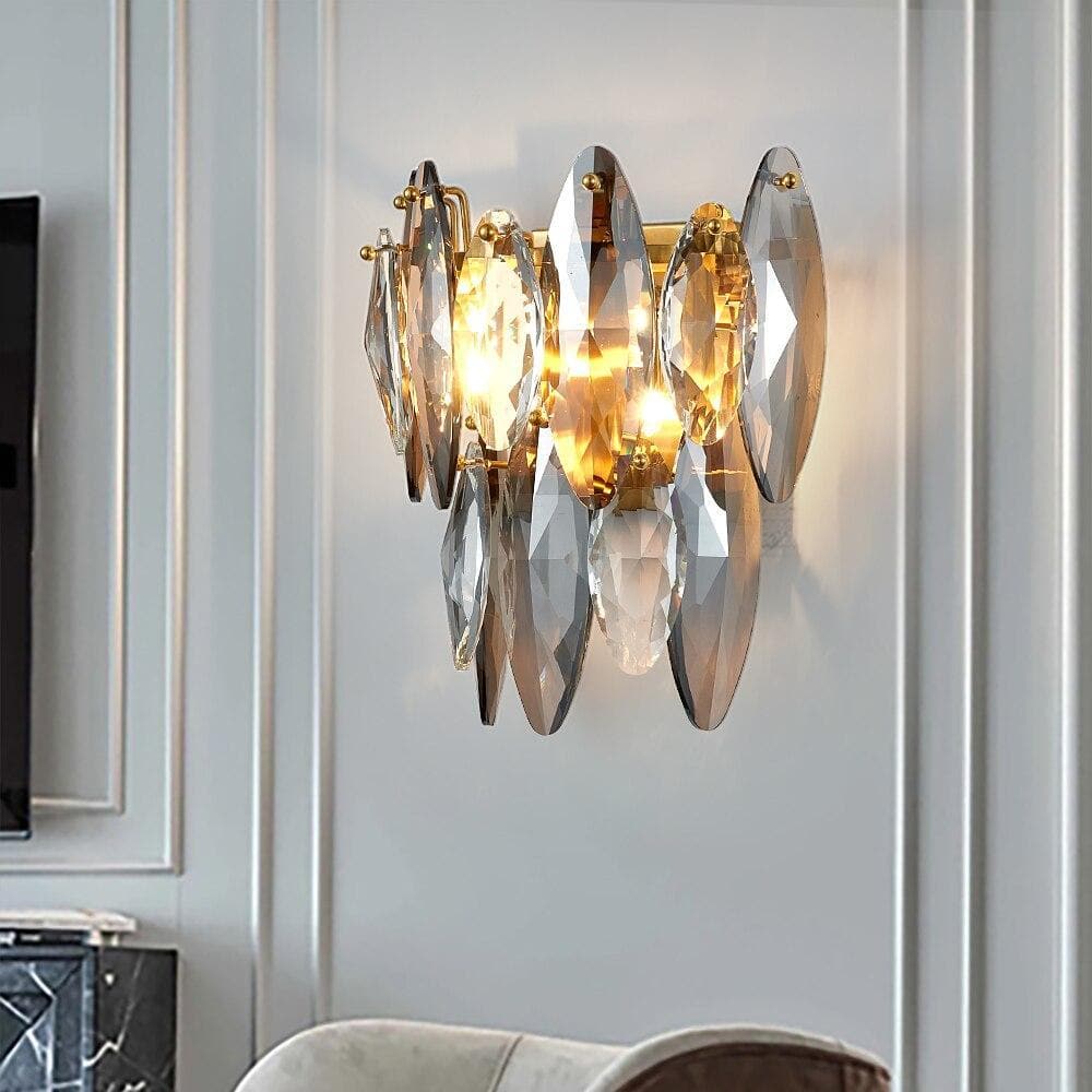 Multi sided Hand Crystal Wall Sconce