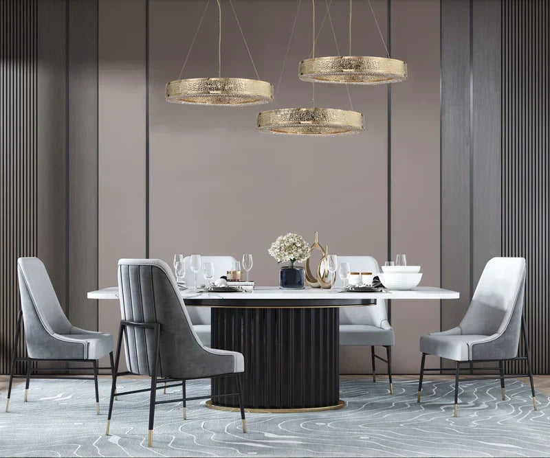 Ambrosi Round Brass Crystal Ring Chandelier