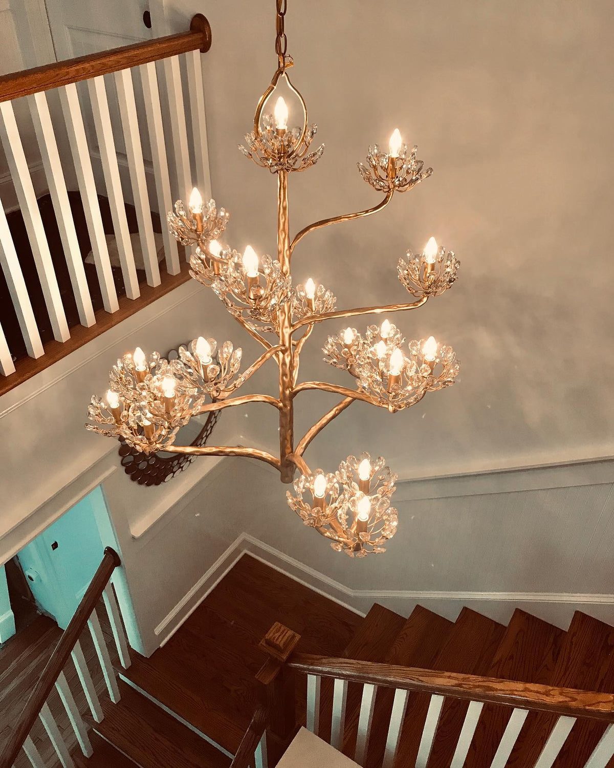 Luxury Branch Flower Chandelier in Gold for Living Room Staircase and Bedroom Lighting