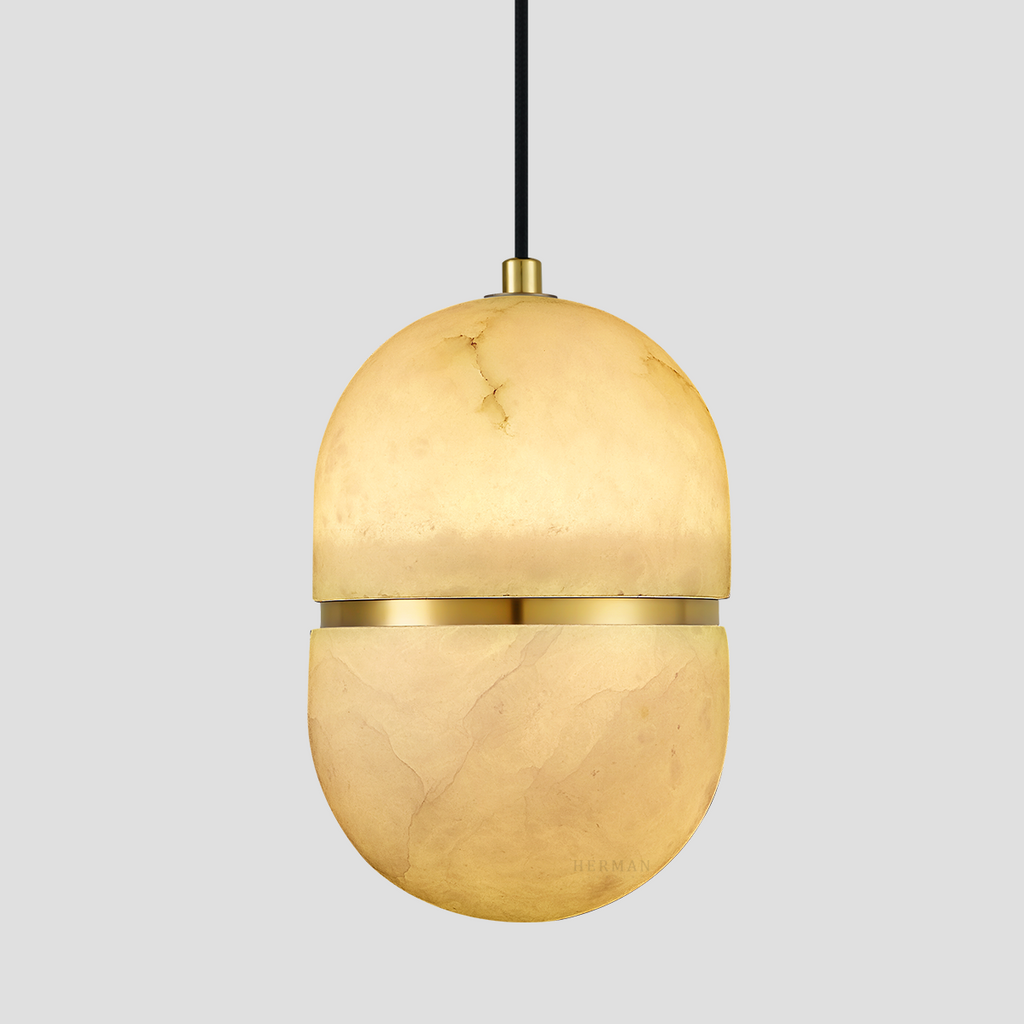 Alabaster Oval Pendant 5.9" D 7.1" D