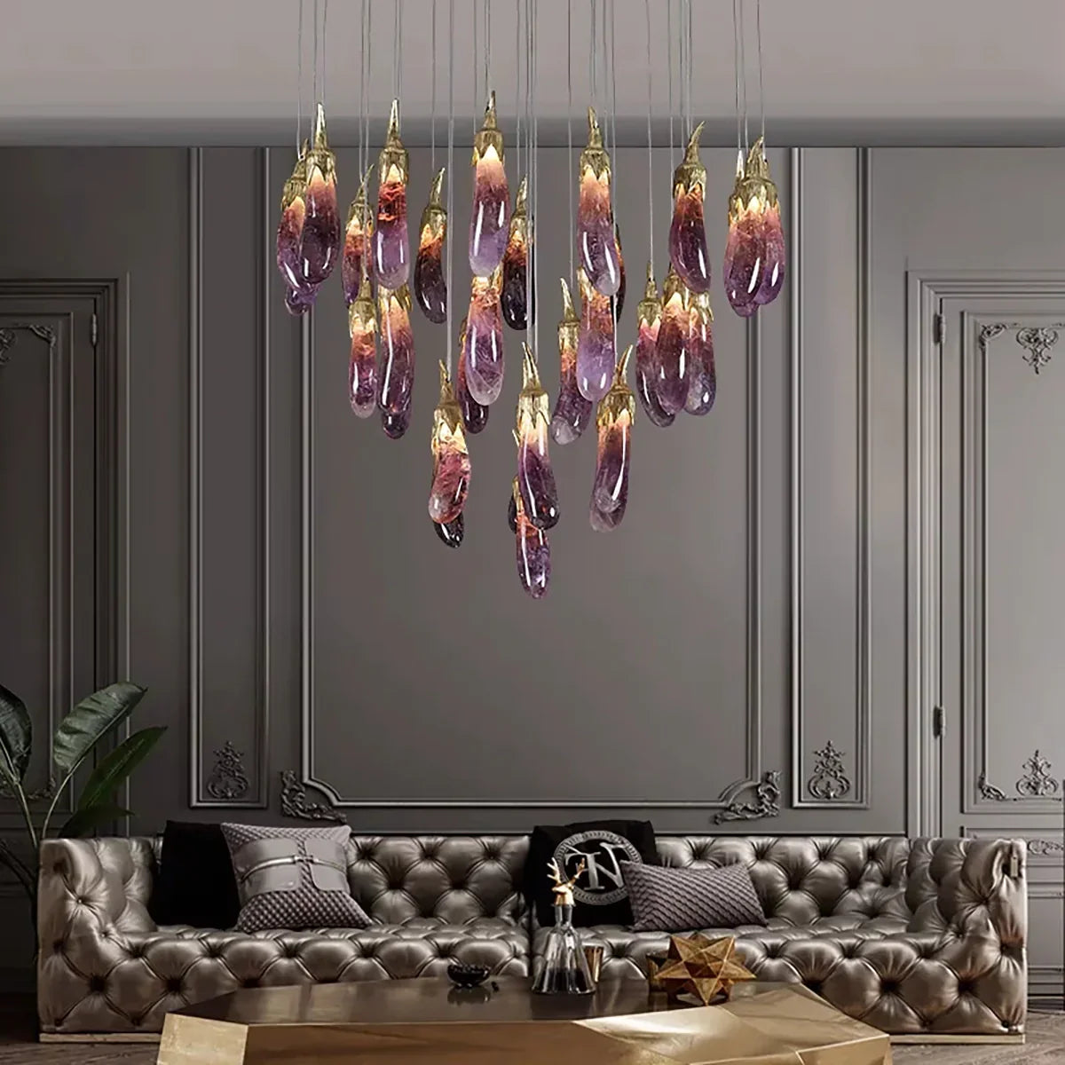 Eggplant-shaped Chandelier Purple Color