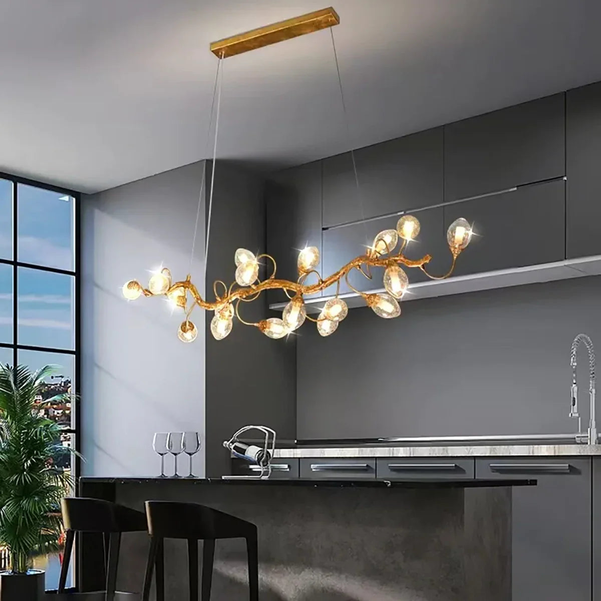 Glass Egg Art Clear Bubble Chandelier for Dining Room/Kitchen Island/Living Room