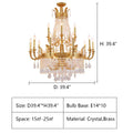 1 layer: D39.4*H39.4" Large Oversized Luxury Golden Metal Brass  Candle Crystal Tassel Chandelier  For High-ceiling Staircase/Entryway/Hallway/Living/Meeting Room