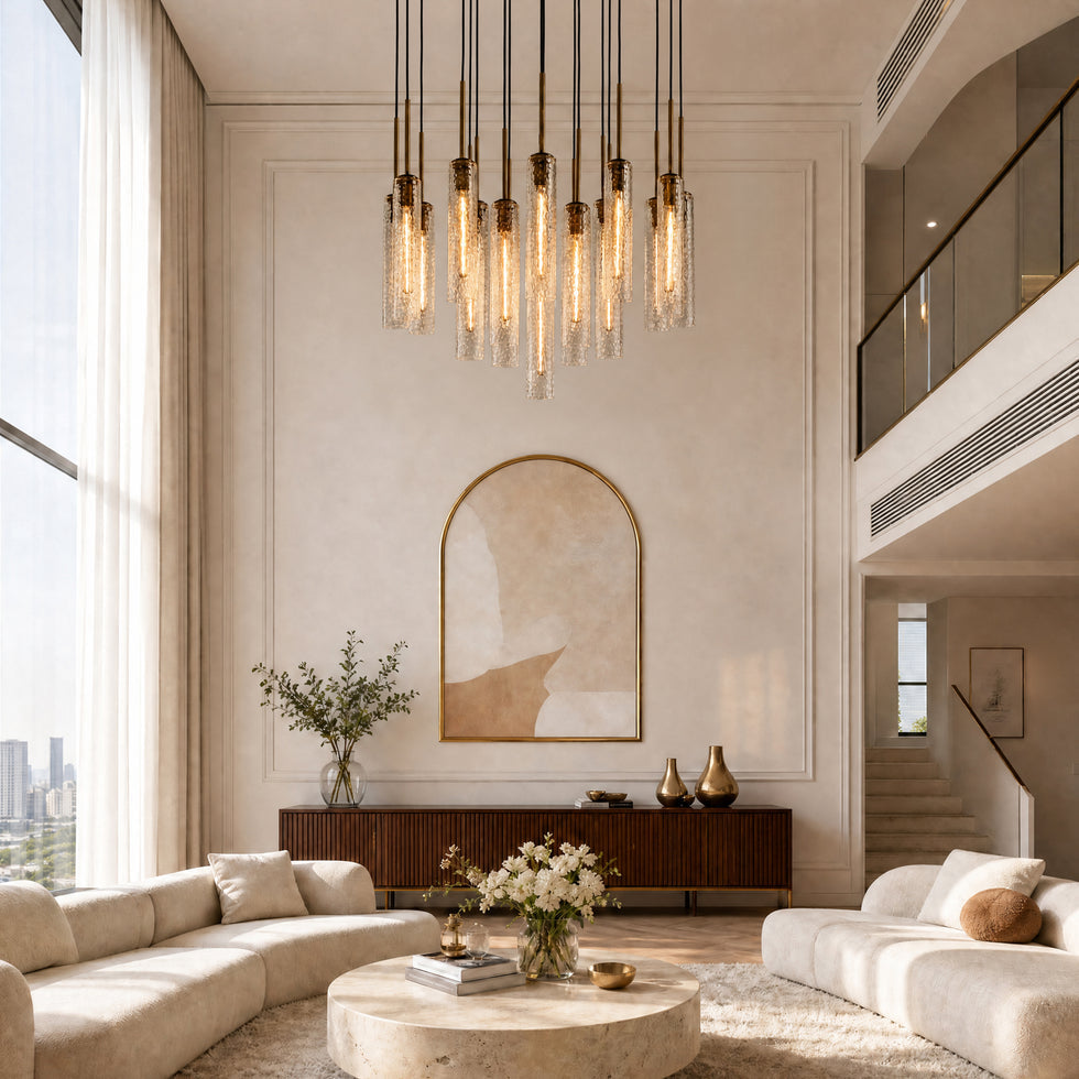 Colvane Hammered Glass Round Chandelier
