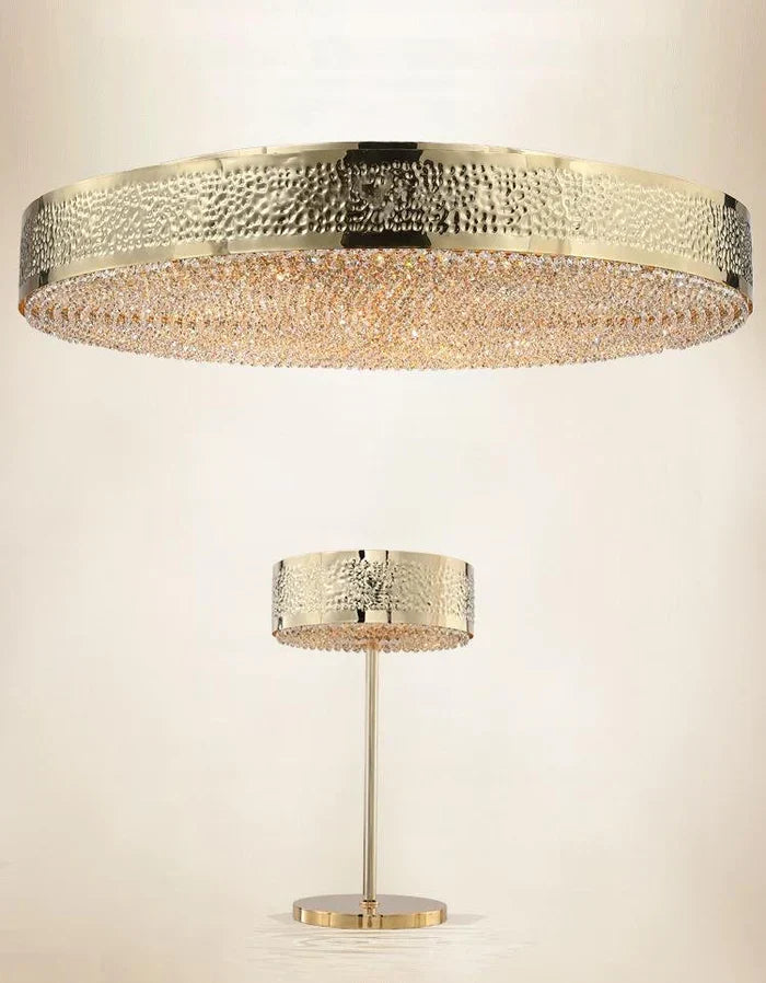 Ambrosi Round Brass Crystal Ring Chandelier