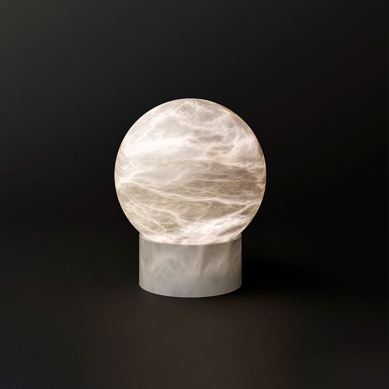 Franta Modern Round Alabaster Table Lamp, Bedside Table Lamp
