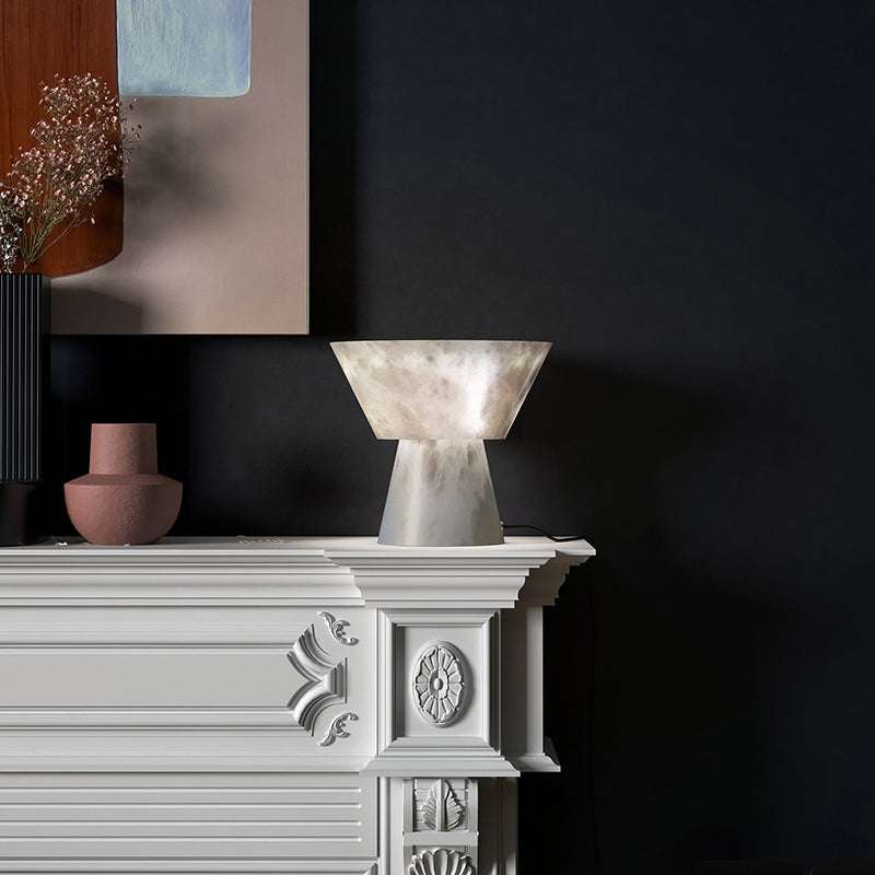 Franta Modern L Alabaster Living Room Table Lamp Besides Bed