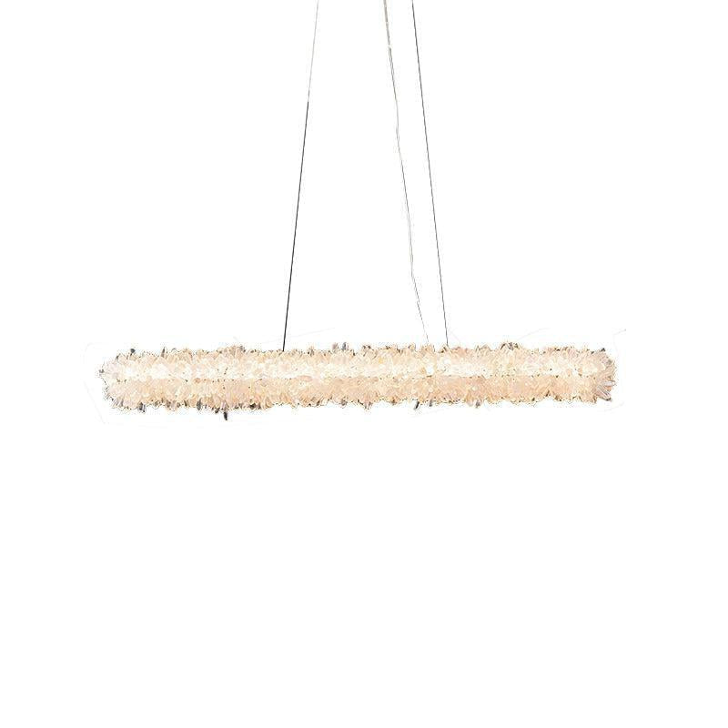Rock Crystal Linear Chandelier for Kitchen Island