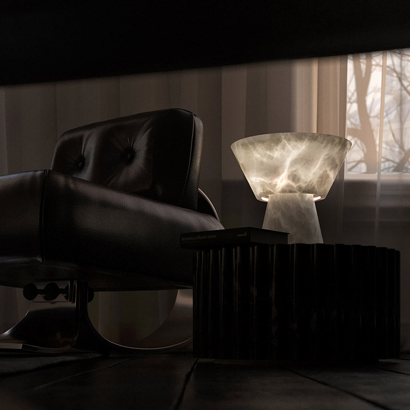 Franta Modern L Alabaster Living Room Table Lamp Besides Bed