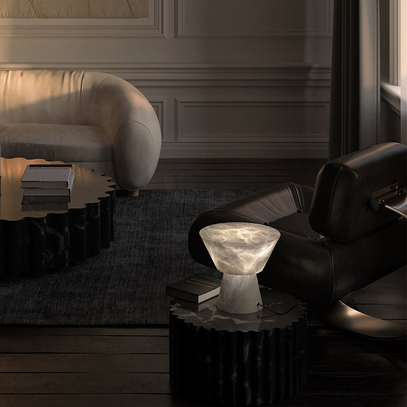 Franta Modern L Alabaster Living Room Table Lamp Besides Bed