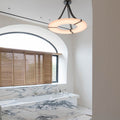 Maxine Modern Round Alabaster Plate Chandelier, Exquisite Illumination