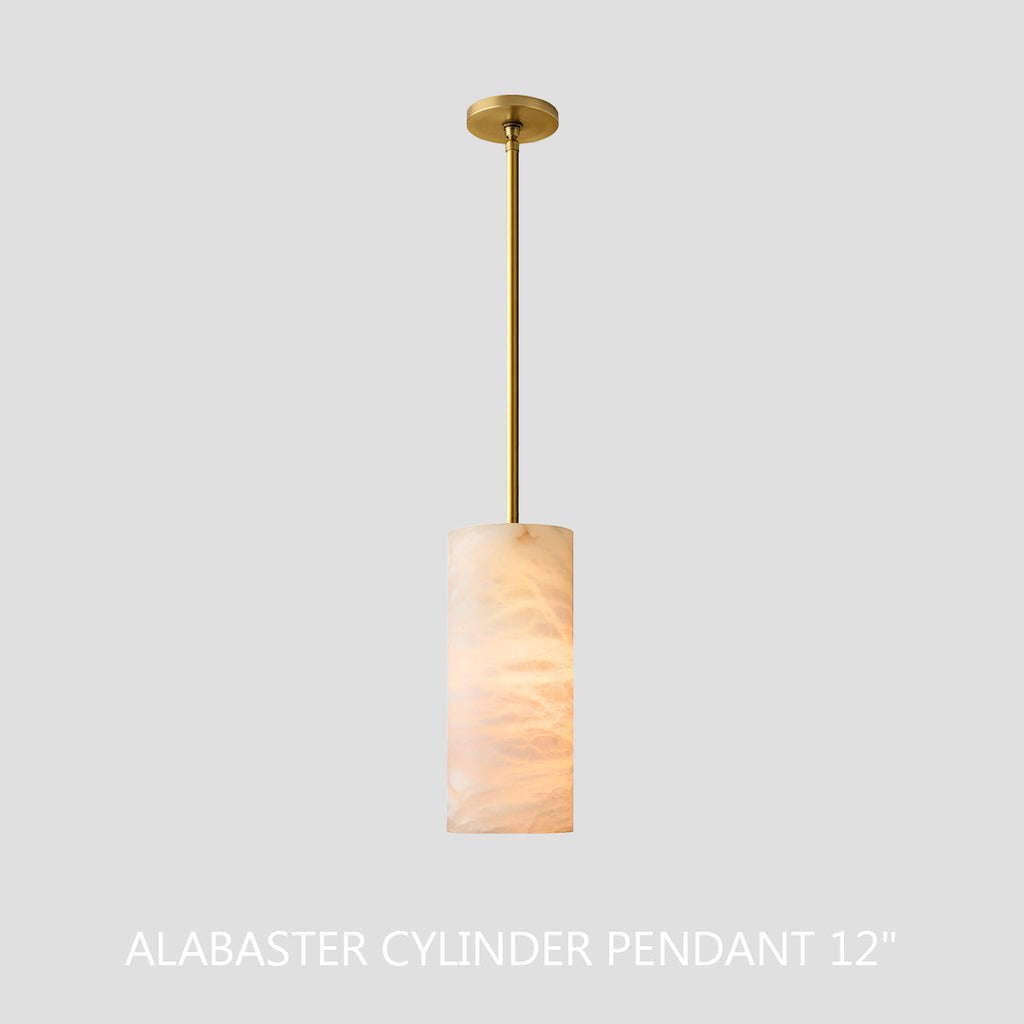 Hand Carved Alabaster Cylinder Pendent