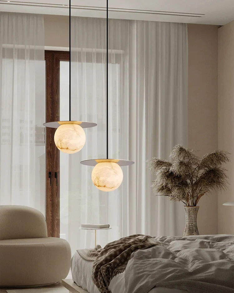 Spanish Alabaster Bedside Pendant Light