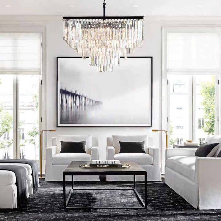1920s Odaon Art Deco Square Chandelier 34"