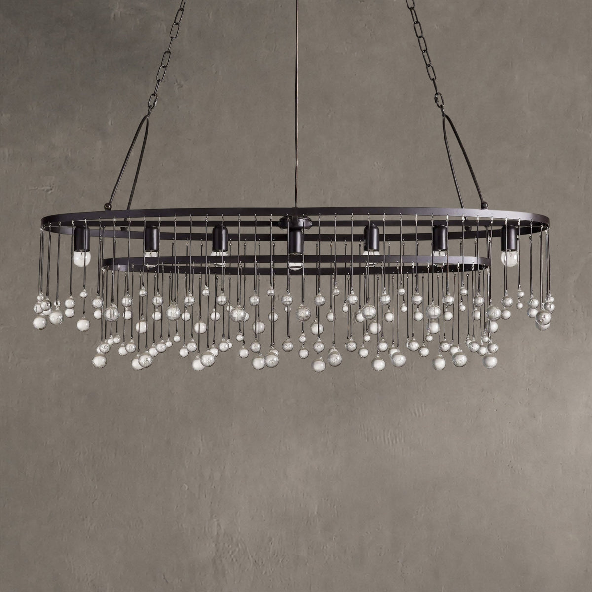 Aurelle Oval Crystal Ball 7 Light Chandelier
