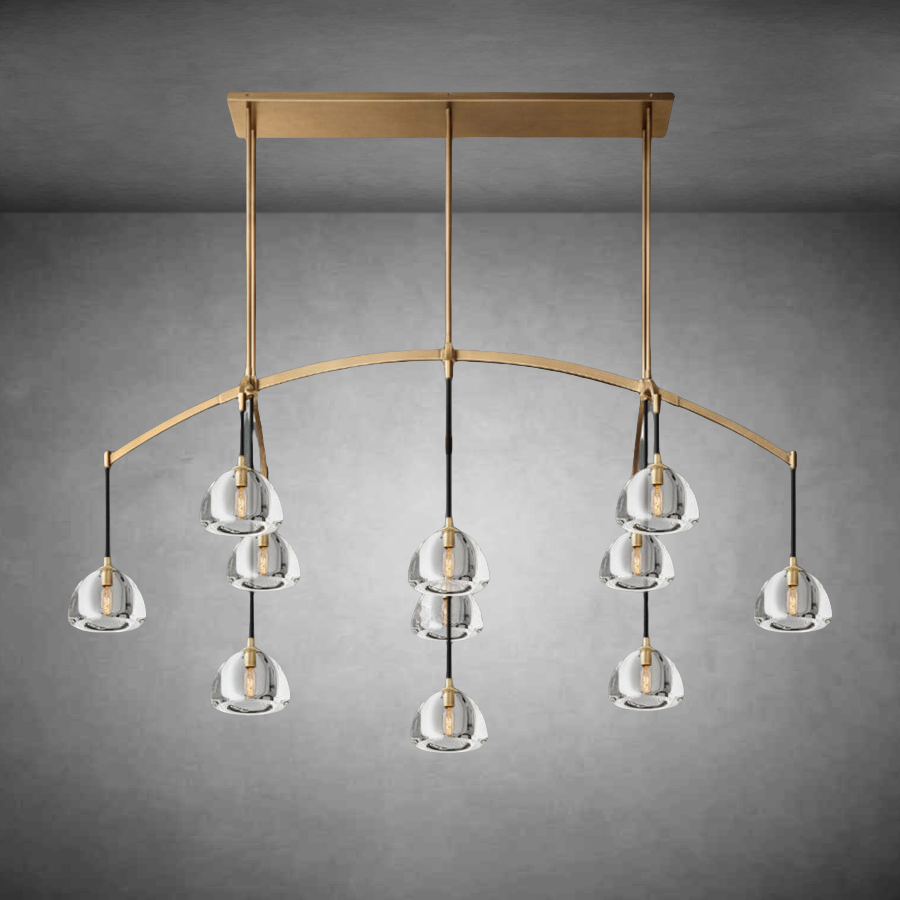 Hemispheae Modern Glass Linear Chandelier 54'' 72''