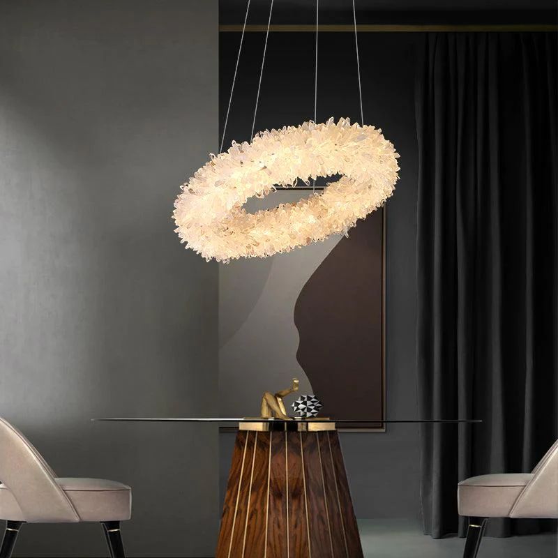 Rock Crystal Round Modern Chandelier - Calmoxve