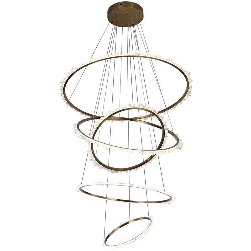 Rock Crystal Multi Rings Chandelier For Staircase - Calmoxve