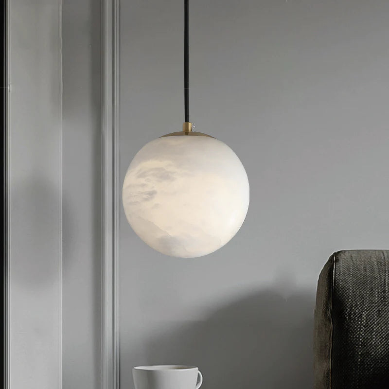 Hansa Alabaster Ball Pendant Light, Island Mini Pendant Light