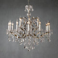 19th C. Romoco Iron & Crystal Round Chandelier 33"
