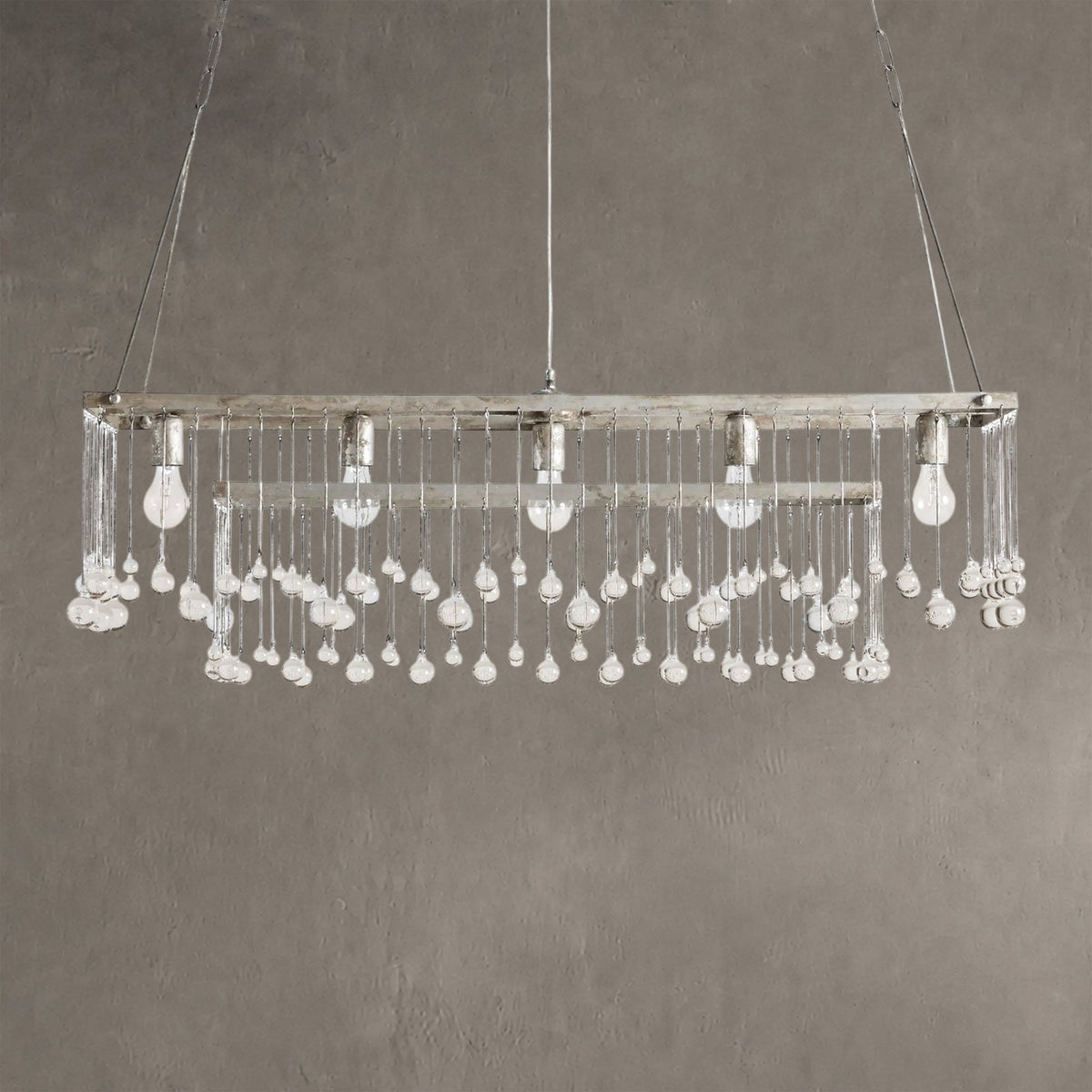 Aurelle Crystal Ball Rectangular Chandelier 47'' 60''