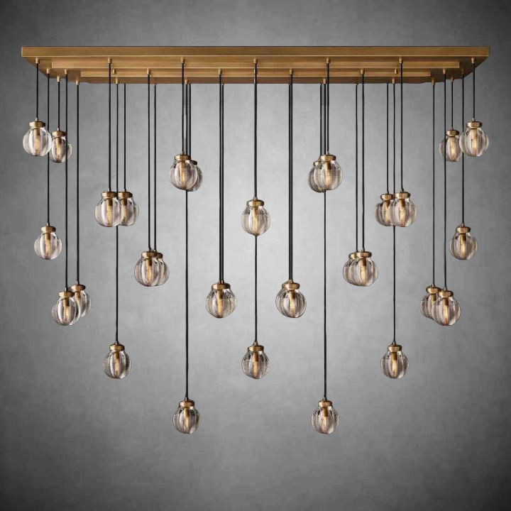 Pearls Spherical Modern Rectangular Chandelier 72”