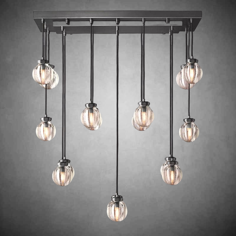 Pearls Spherical Modern Rectangular Chandelier 36”