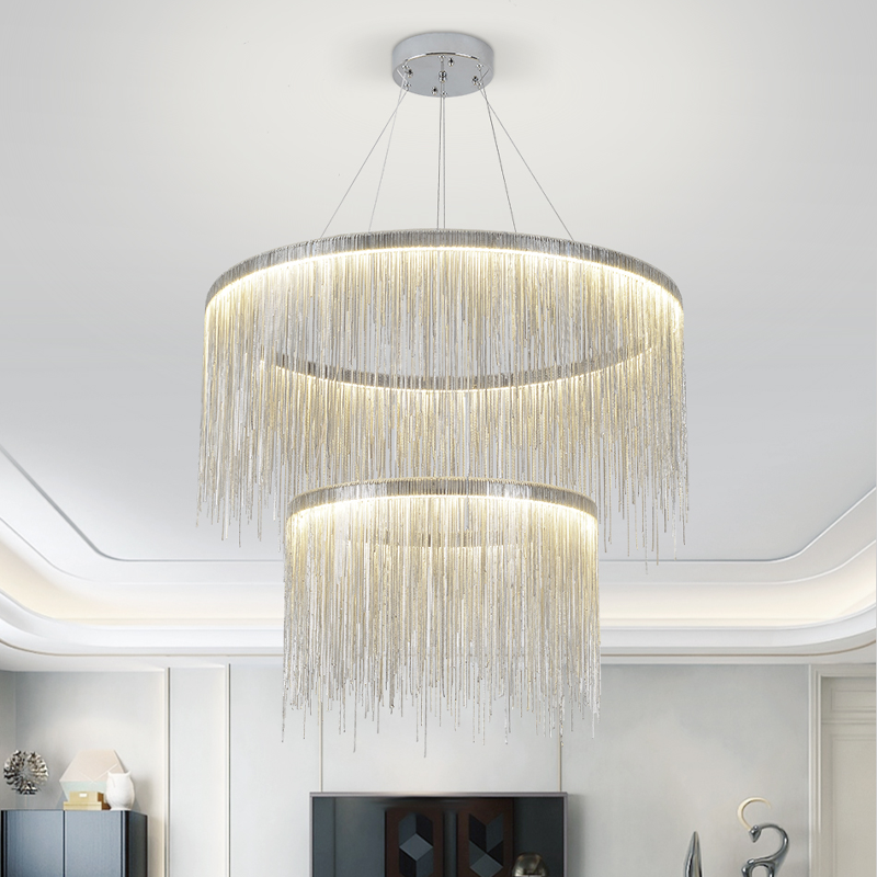 Vicky Two-tier Chain Tassel Round Chandelier