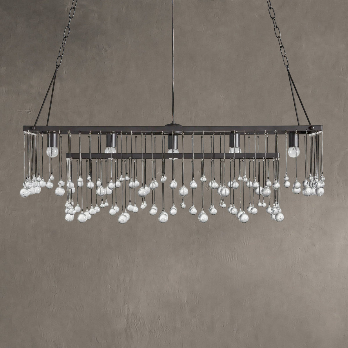 Aurelle Crystal Ball Rectangular Chandelier 47'' 60''