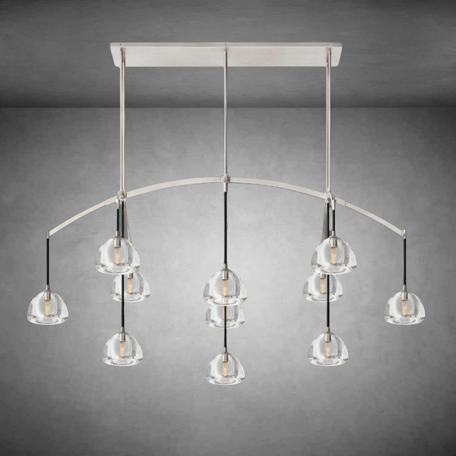 Hemispheae Modern Glass Linear Chandelier 54'' 72''