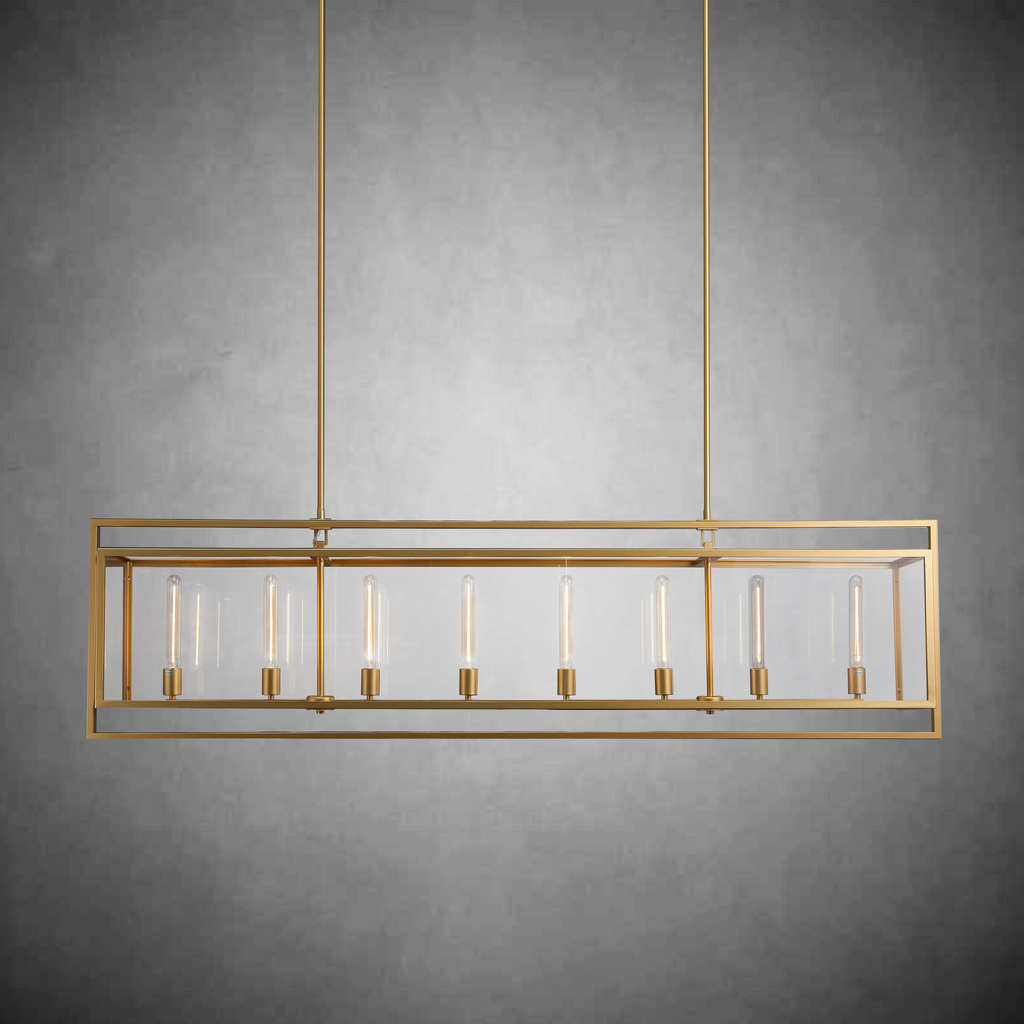 Baker Glass Lantern Rectangular Chandelier 54"72''