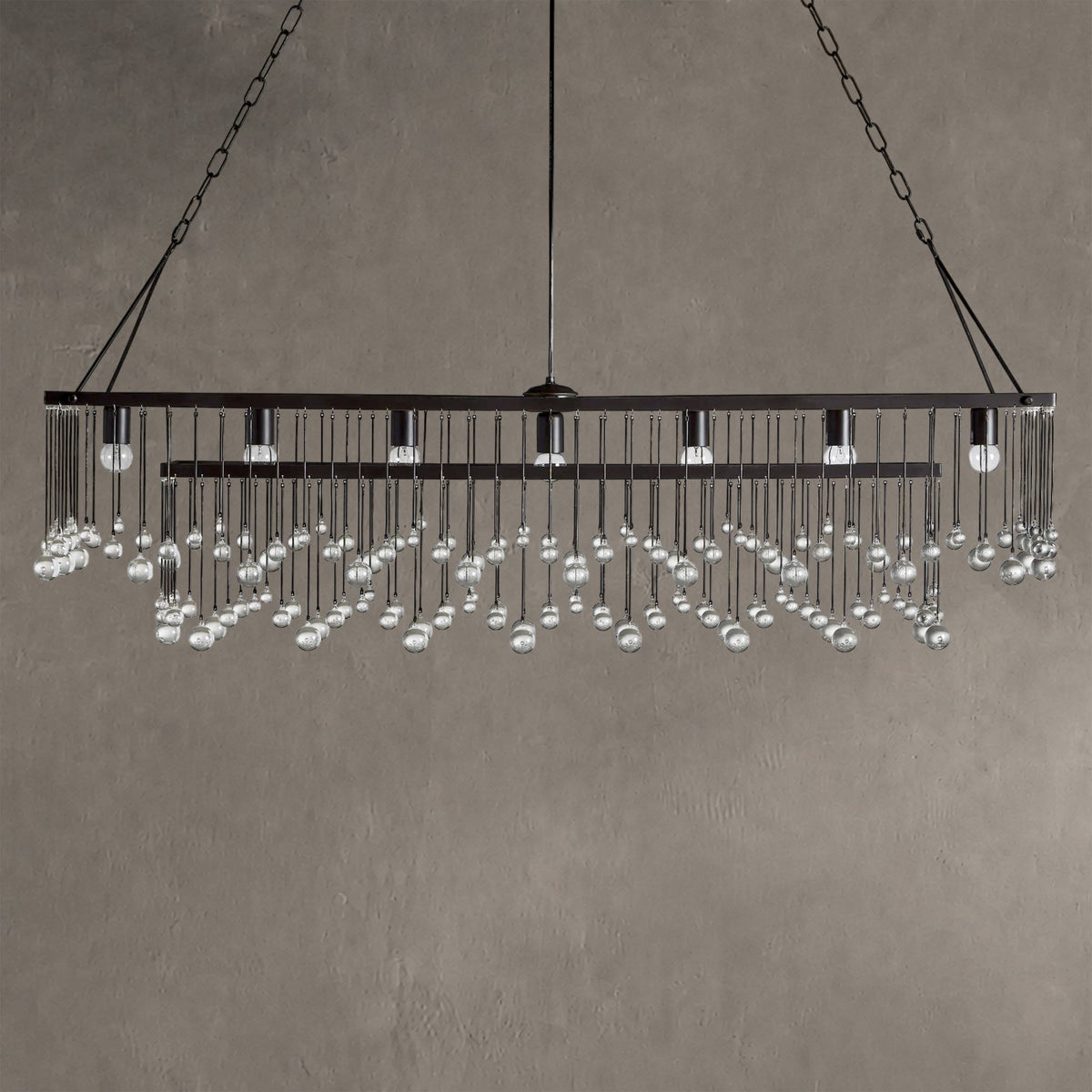 Aurelle Crystal Ball Rectangular Chandelier 47'' 60''