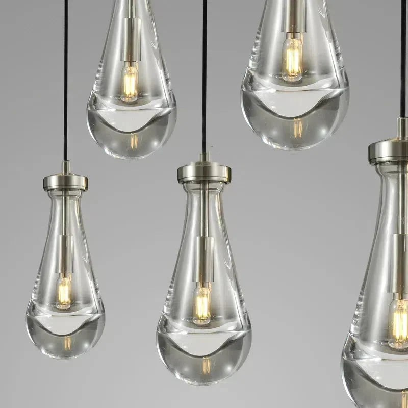 Raindrop Round Chandelier 5 Lights 14"D