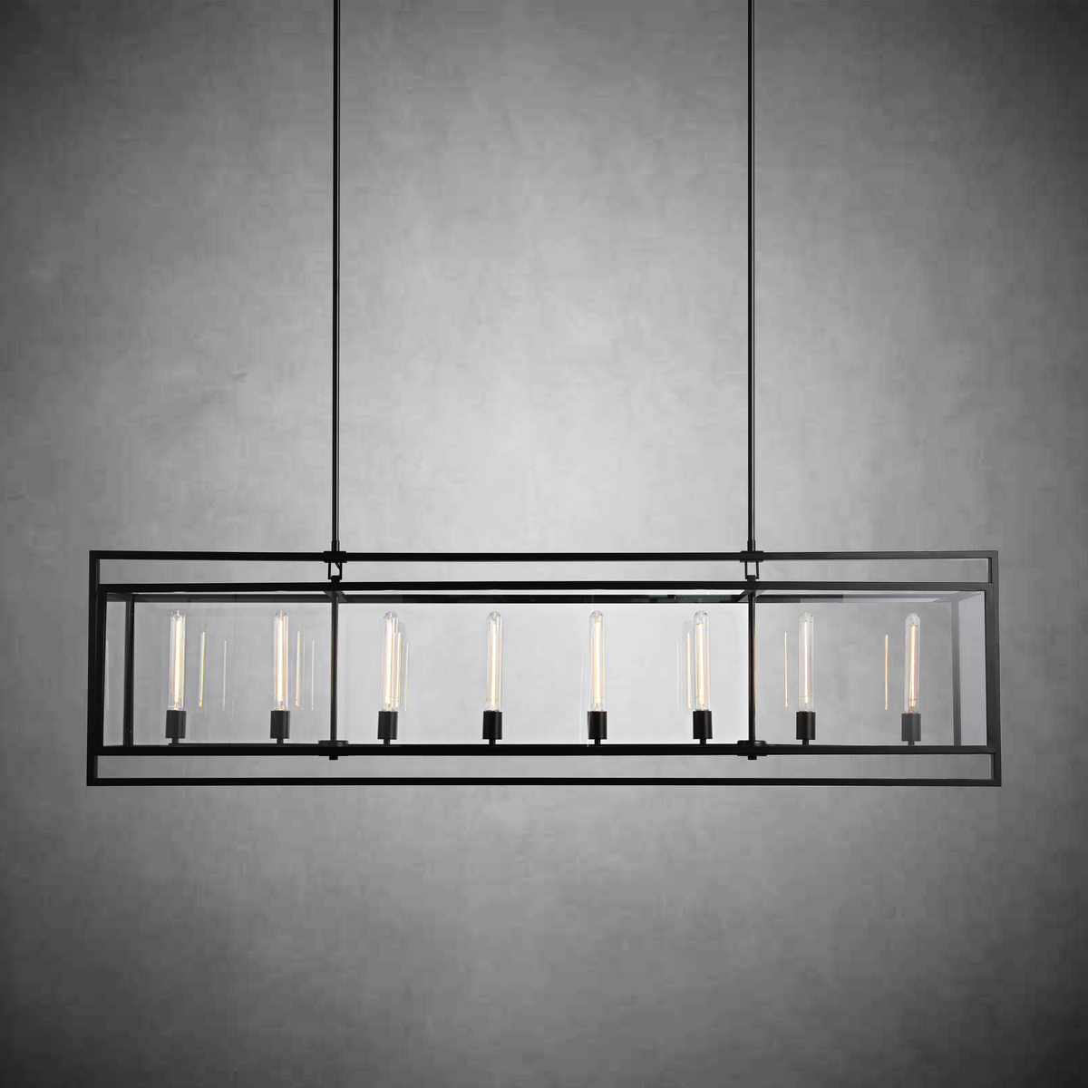 Baker Glass Lantern Rectangular Chandelier 54"72''