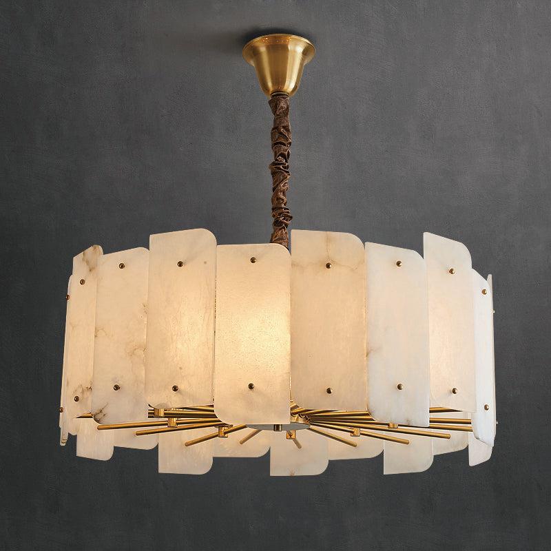 Marble Alabaster Lorry Round Chandelier 20" 31"