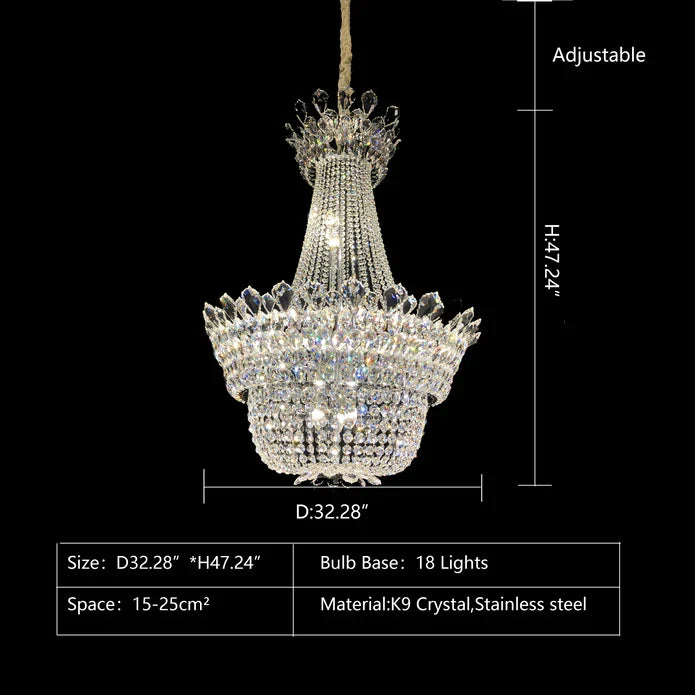 Luxury Empire Branch Crystal Chandelier Pendant Light for Entryway and Foyer