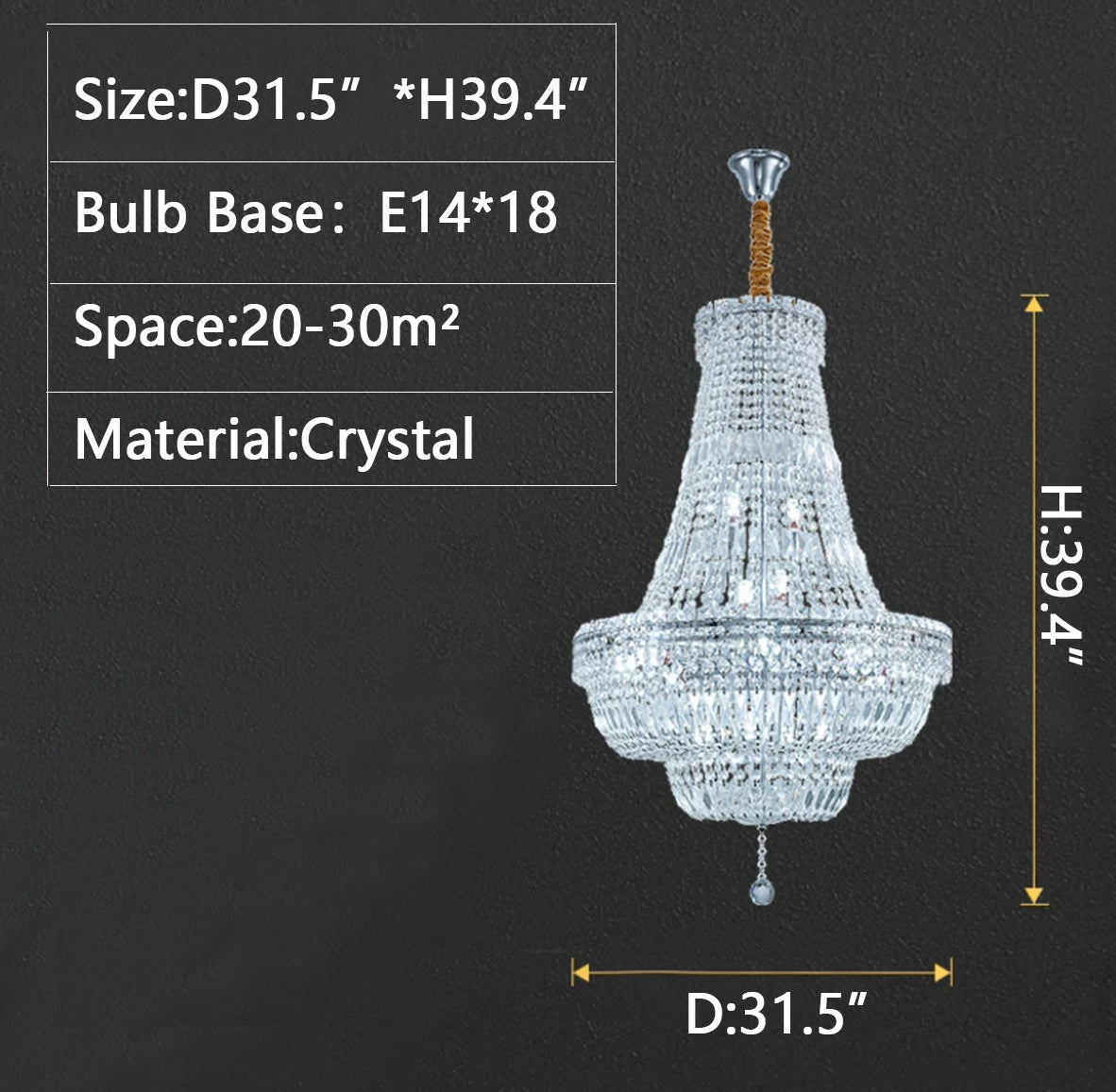 D31.5"*H39.4" chandelier,chandeliers,modern chandeliers,living room,dining room chandeliers,villa,crystal,luxury,multi-layer