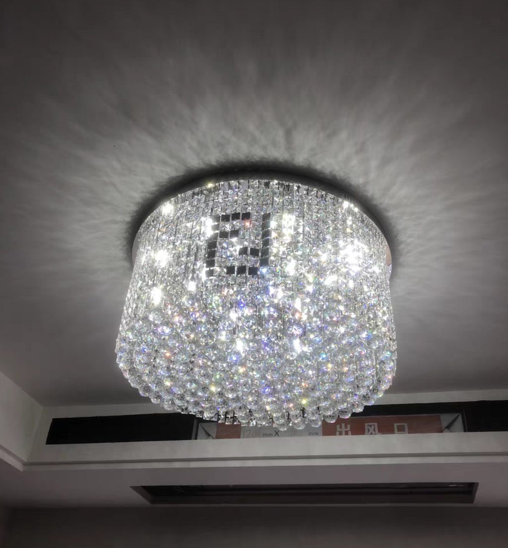 Designer Model Flush Mount Crystal Pendant Round Chandelier for Living/Dining Room/Study