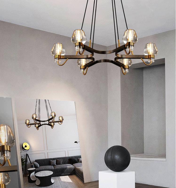 Brass,post-modern,industrial style, bulb, light luxury, 6 heads, glass, 8 heads,chandeliers, branch, pendants, Calmoxve, living room. bedroom, dining room, light,