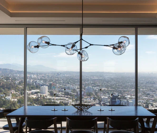 Modern Sputnik Smoky Gray/Amber Glass Branch Chandelier for Kitchen Island/Dining Room
