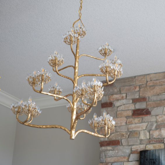 Luxury Branch Flower Chandelier in Gold for Living Room Staircase and Bedroom Lighting
