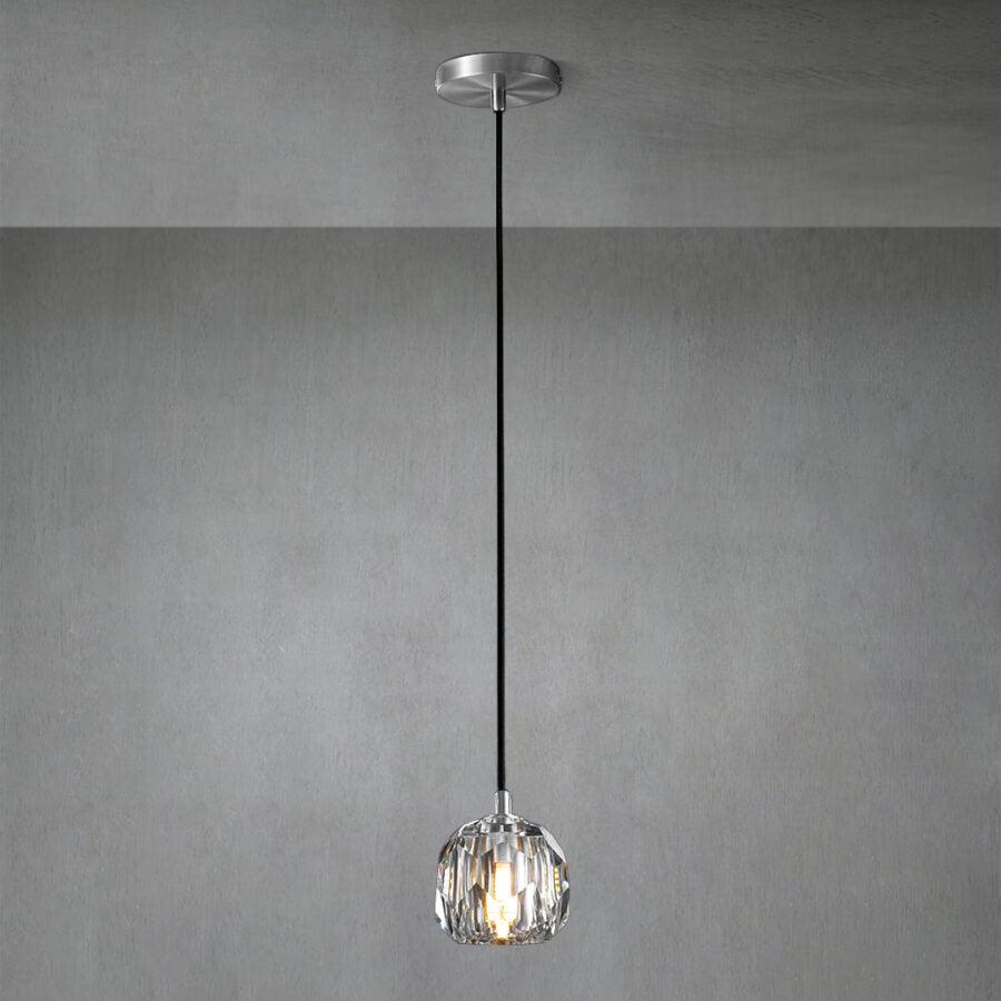 Bille De Crystal Glass Cord Pendant 5''D