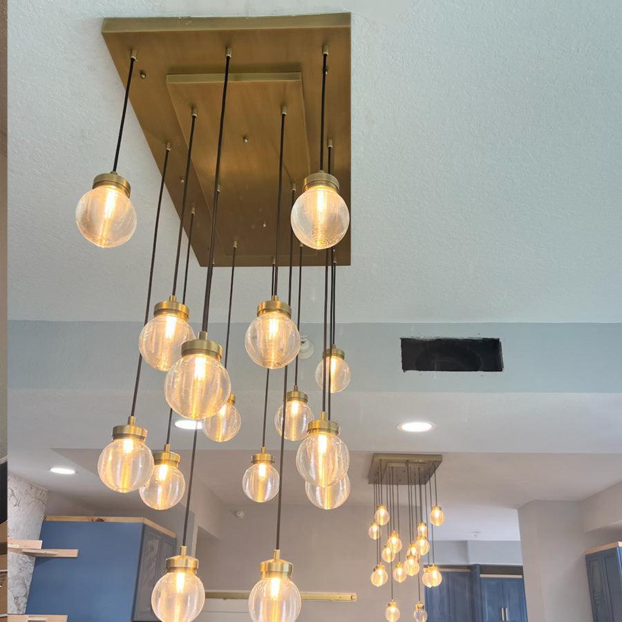 Pearls Spherical Modern Rectangular Chandelier 36”