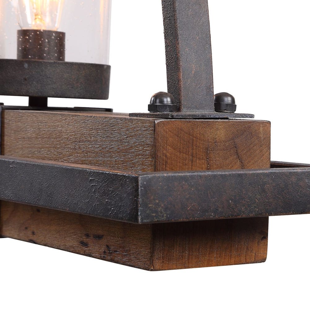 Atwood Wood Industrial Five Light Island Pendant