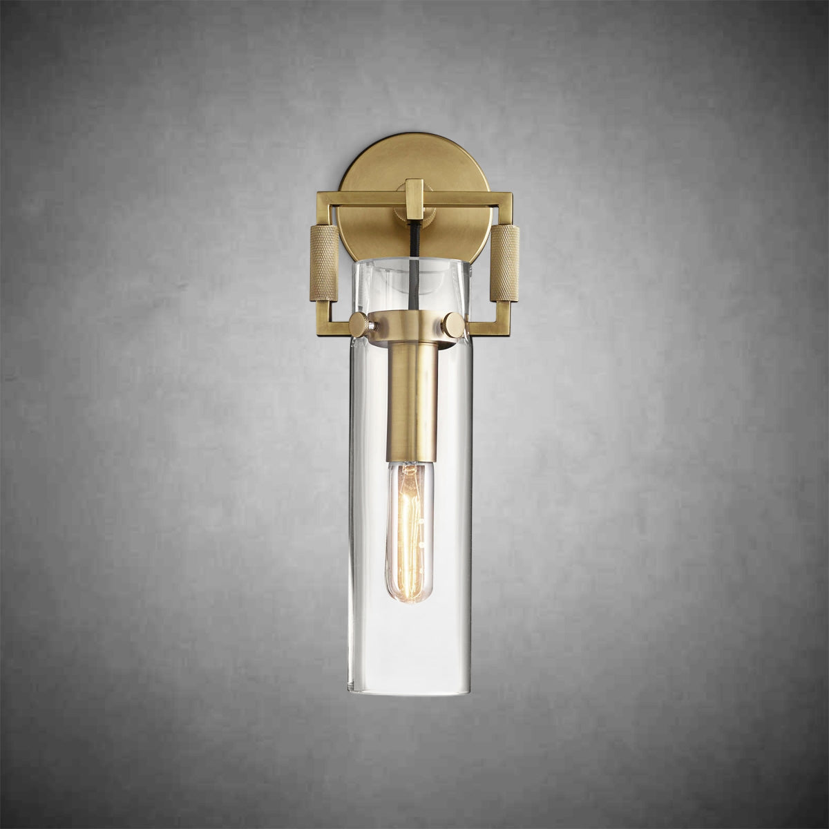 Machine Glass Cylinder Wall Sconce 9''12''16"