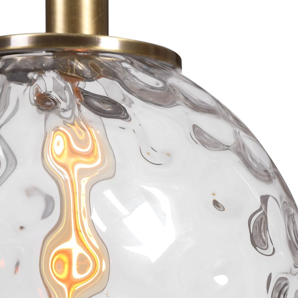 Mimas Clear Glass Brass Pendant Light