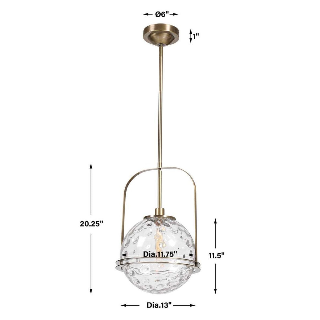 Mimas Clear Glass Brass Pendant Light