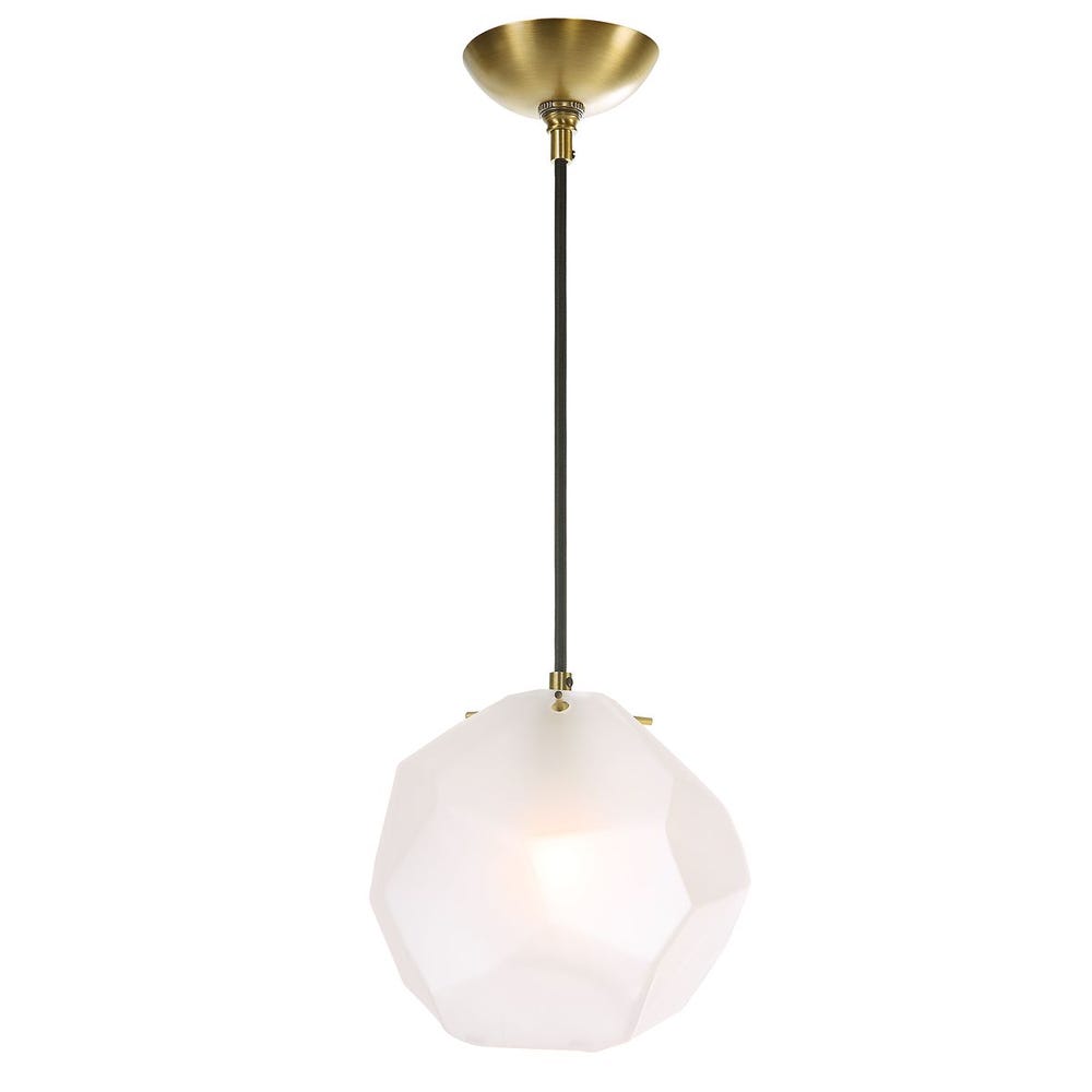 Geodesic Frosted Glass Brass Pendant Light
