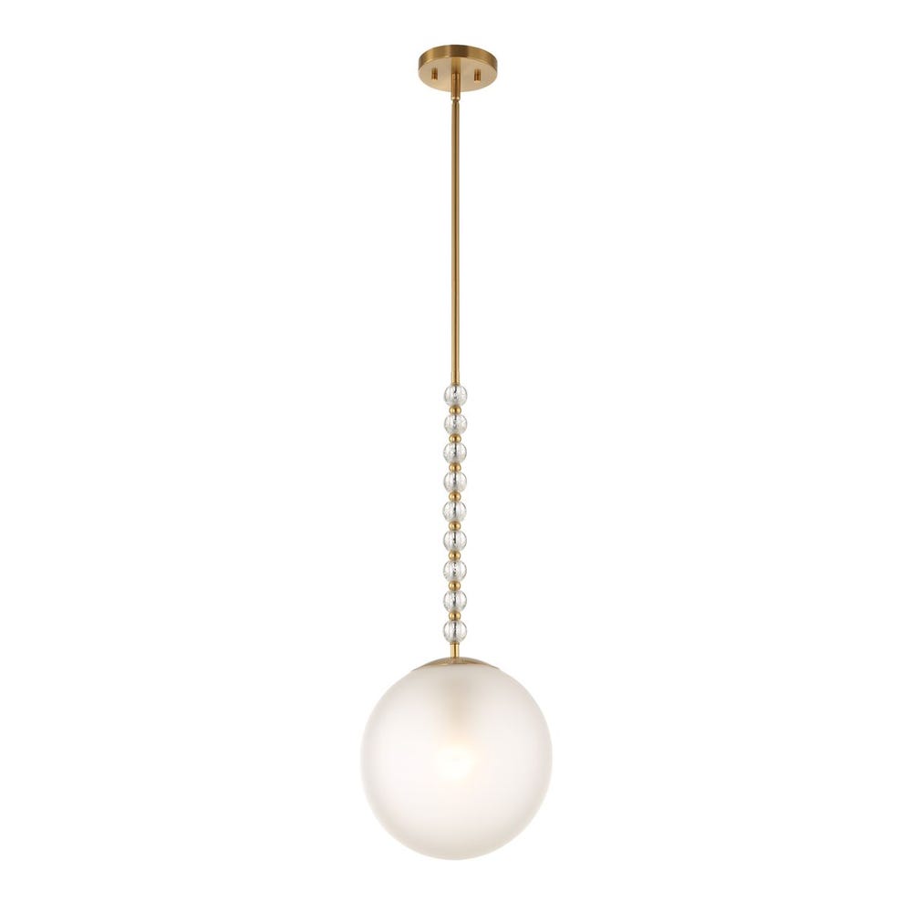 Ripple Frost Glass Brass Beaded Pendant Light