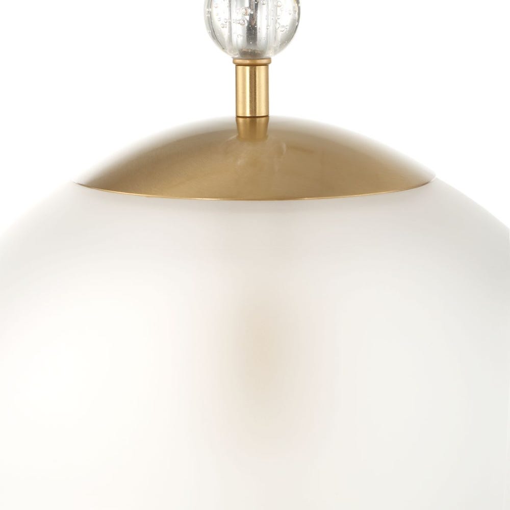 Ripple Frost Glass Brass Beaded Pendant Light